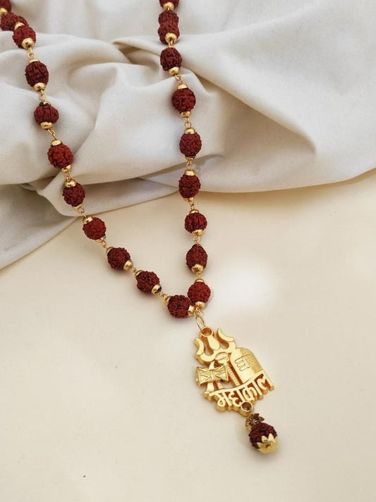 Rudraksha Mala with Shiv & Trishul Pendant